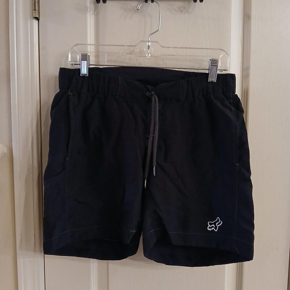 Y2K Style Fox Racing Black Shorts White Fox Logo Drawcord M Moto Streetwear